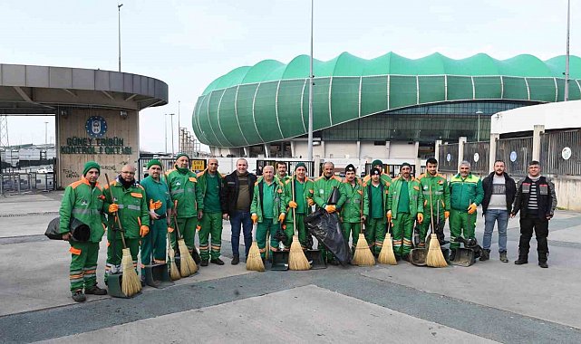 Stadyumun temizliğine Osmangazi desteği